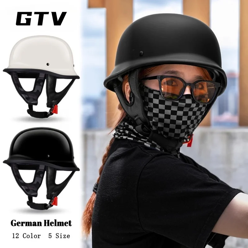 

Retro Half Face Helmet for Men Women DOT Approved Vinatge 1/2 Motorcycle Helmets ABS Half Shell Safety Cap Moped Plus Size