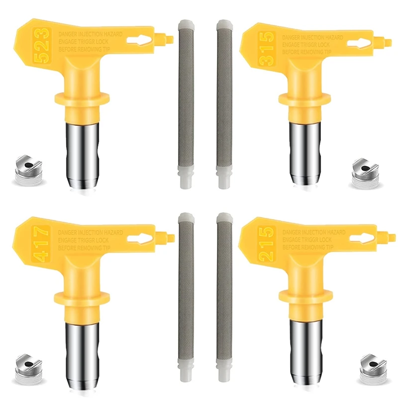 

New 4 Pieces Reversible Airless Paint Sprayer Nozzle Tips And 4 Pieces Airless Spray Filter Replace Parts (215 315 417 523)