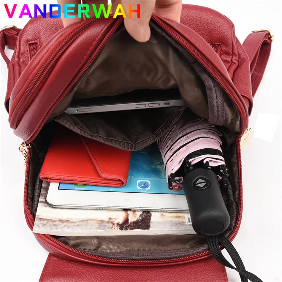 2024 Genuine Women Leather Backpacks Shoulder Bags Female Backpack Ladies Travel Rucksack Mochilas School Bags For Teenage Girls