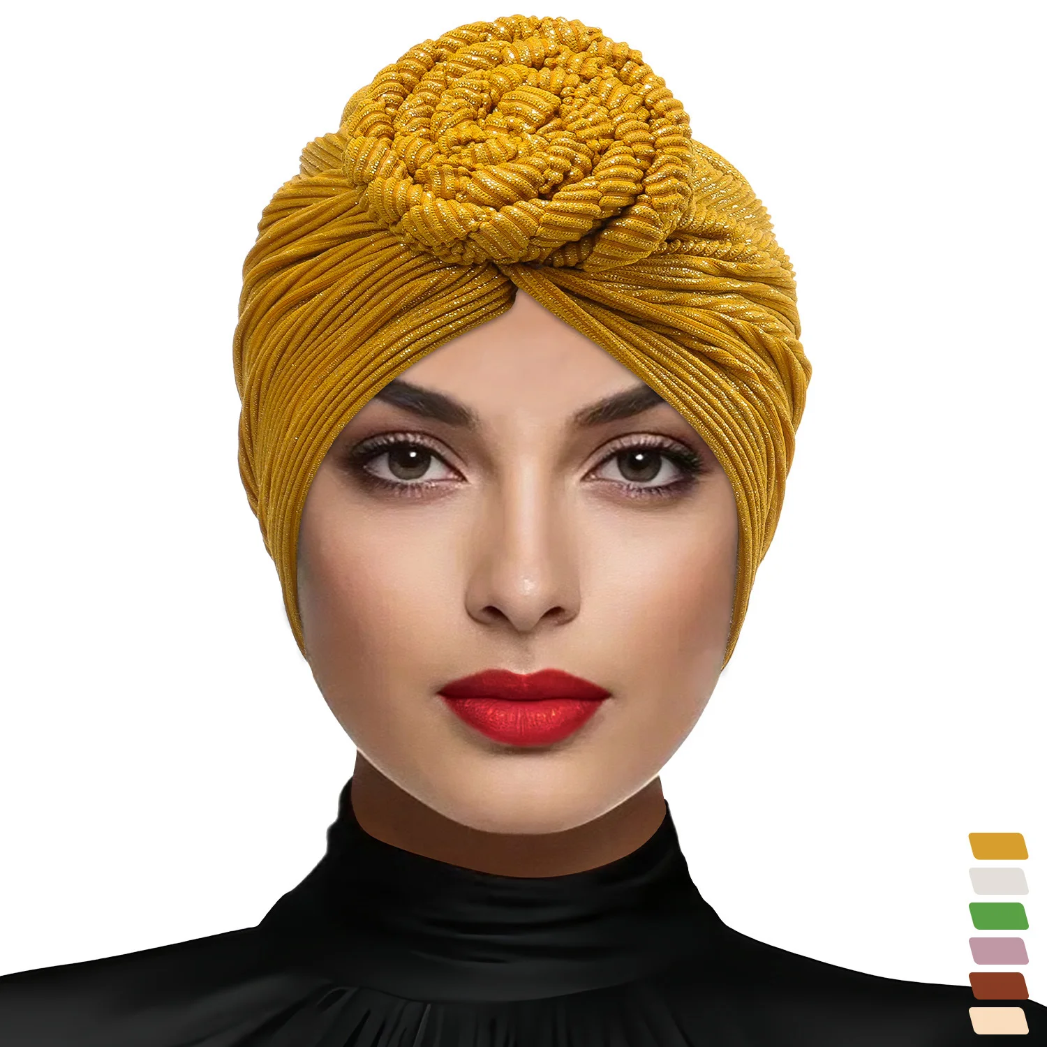 

Тюрбан с индийским узлом, женский мусульманский хиджаб, плиссированная шапка для химиотерапии, шапочки, капот, головной платок от выпадения волос, повязка на голову от рака, исламская тюрбан Mujer