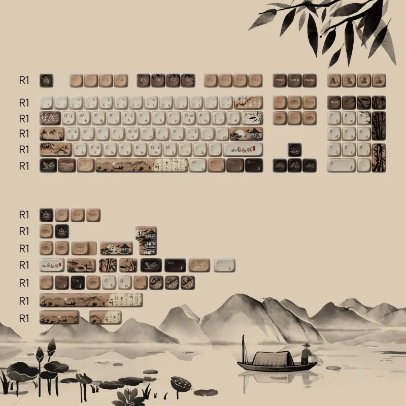 Imagem -05 - Akko Montanha Reclusão Tema Keycap Grupo Keycaps Teclado Mecânico 140-key Pbt Dye-sub Moa Perfil Cereja Principais Layouts