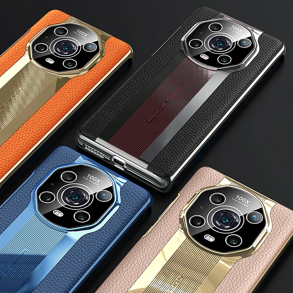 Genuine Leather Phone Case For Huawei Honor Magic 4 Pro Cowhide Crocodile texture Original Cover Magic4 Luxury plating Hard Capa