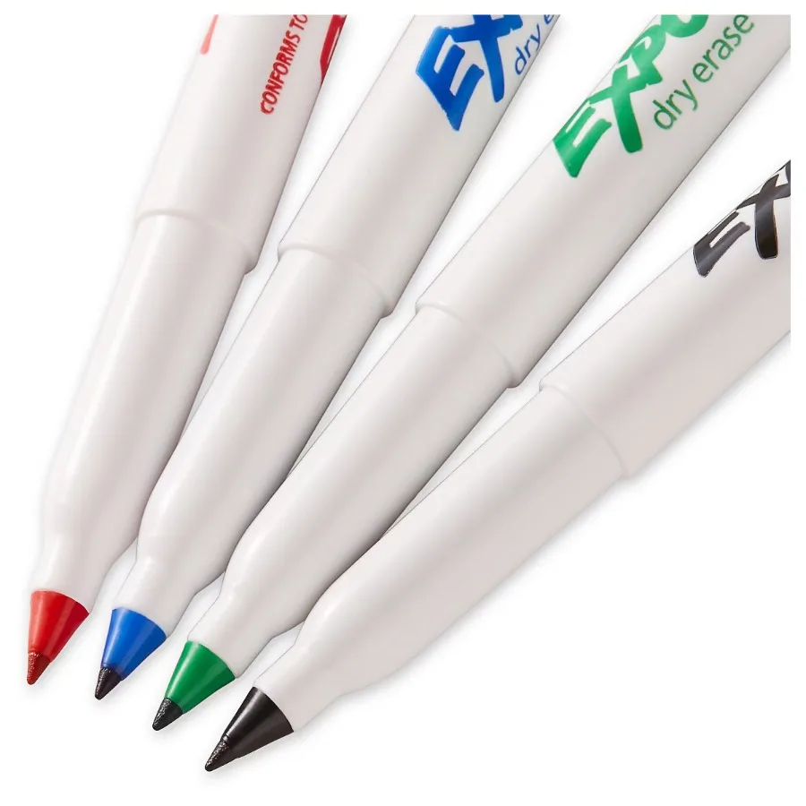 4‑Pack Dry Erase Markers, Ultra Fine Tip Multicolored, Low‑Odor Erasable Thin Whiteboard Markers for Art & Stationery