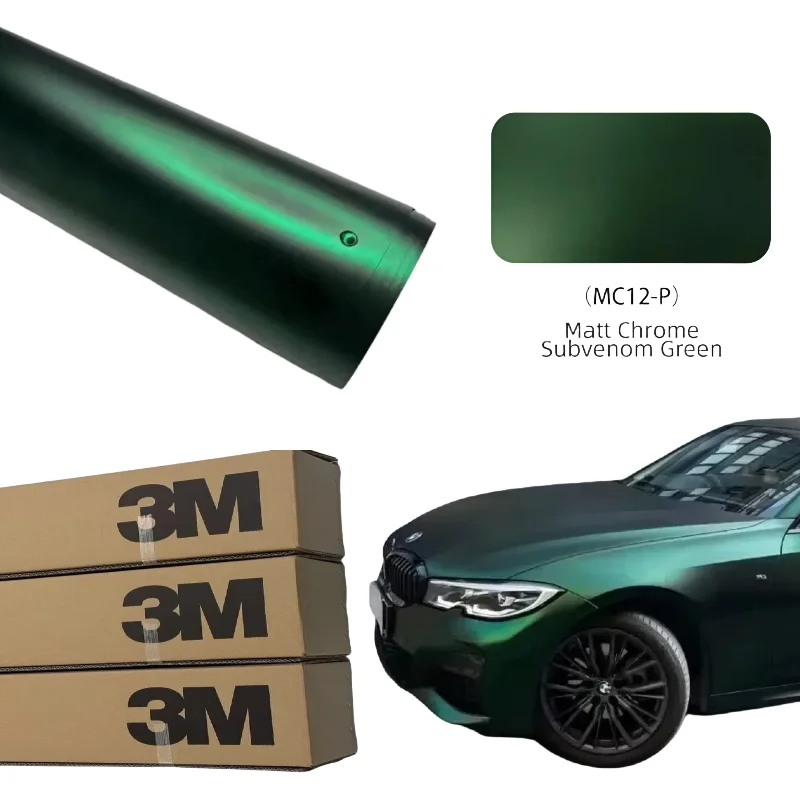 3M Colour PET Film Matte Chrome Subvenom Green Pellicola Wrapping Anti-scratch Color Change Air release Wrap Film Car Vinyl Wrap