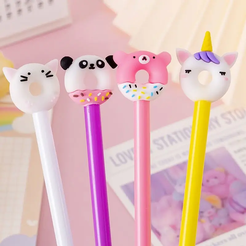 4 Piece Stationery Cute Donut Animals Creative Stationery Sweet Lovely Pretty Gel Pen