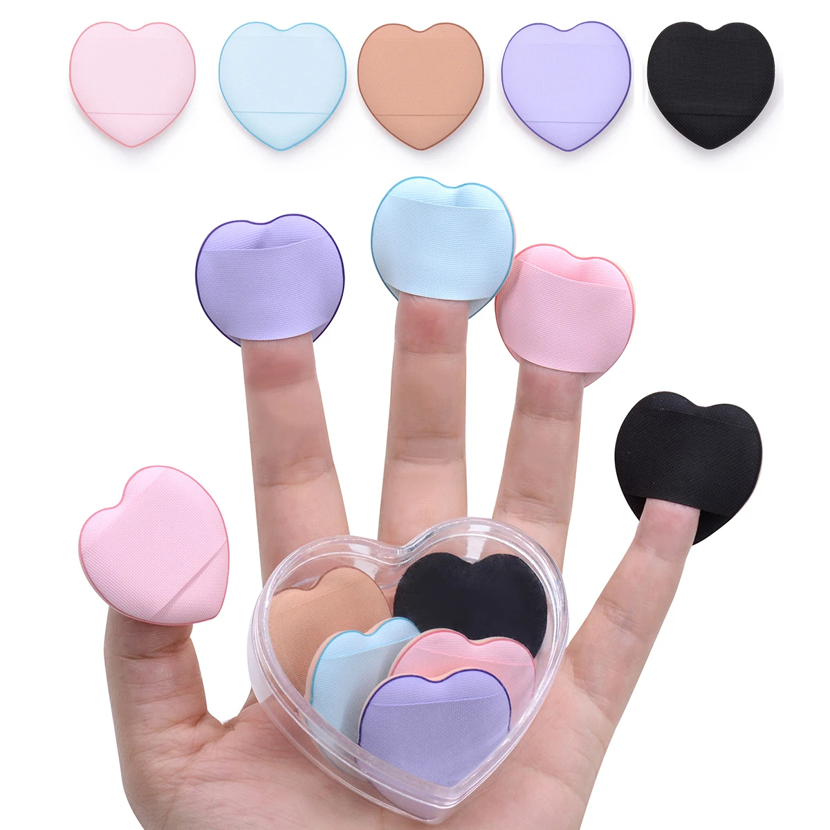 5/10 stücke Mini Finger Puff Herz Make-Up Foundation Schwamm Air Kissen Pulver Schwamm Fall Gesicht Concealer BB Creme kosmetische Puff