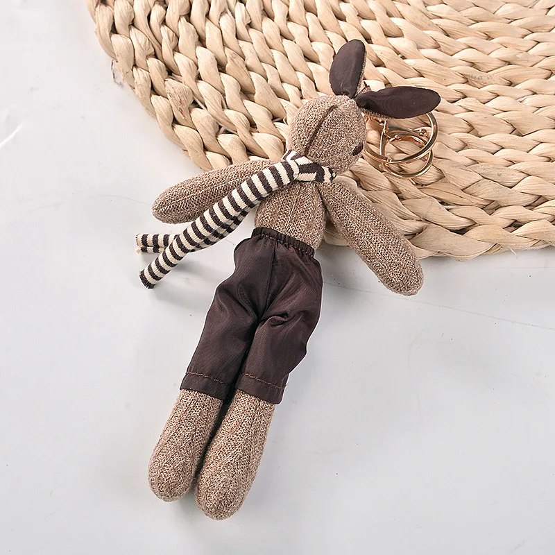 Pendant Cartoon Key Holder Kids Cloth Korean Style Key Ring Bag Pendant Decoration Lady Rabbit Keychains Girls Car Accessories