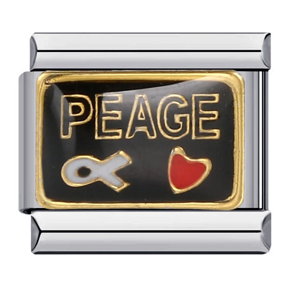 URING Trend Anti-war Peace Religion Nurse Environment Italian Charm Links Fit 9mm Bracelet Stainless Steel Jewelry DIY Making