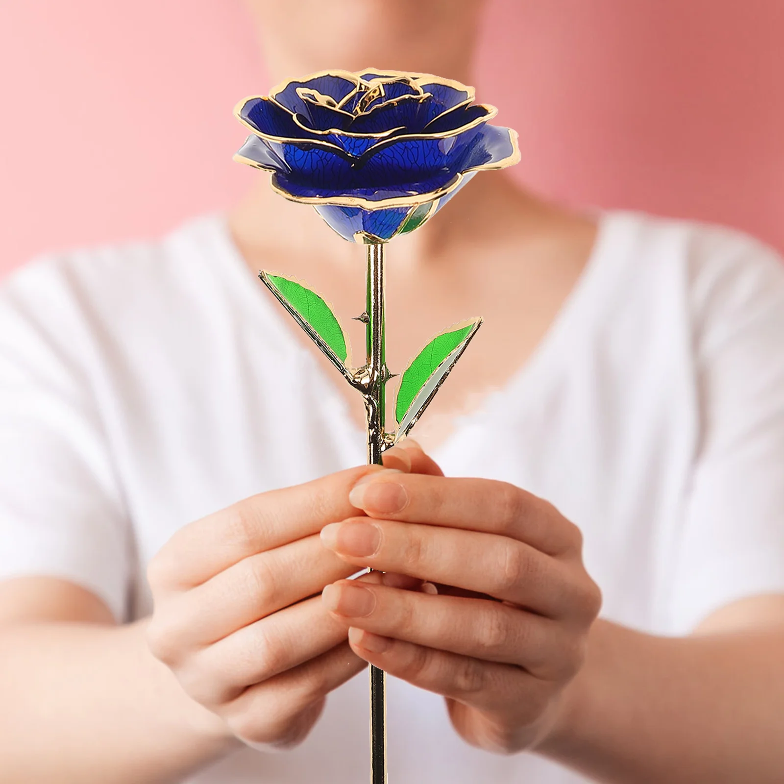 طلى 24K الذهب روز الظلام يوم الذكرى هدية المجوهرات موضوع الحب الأبدي حقيبة تذكارية