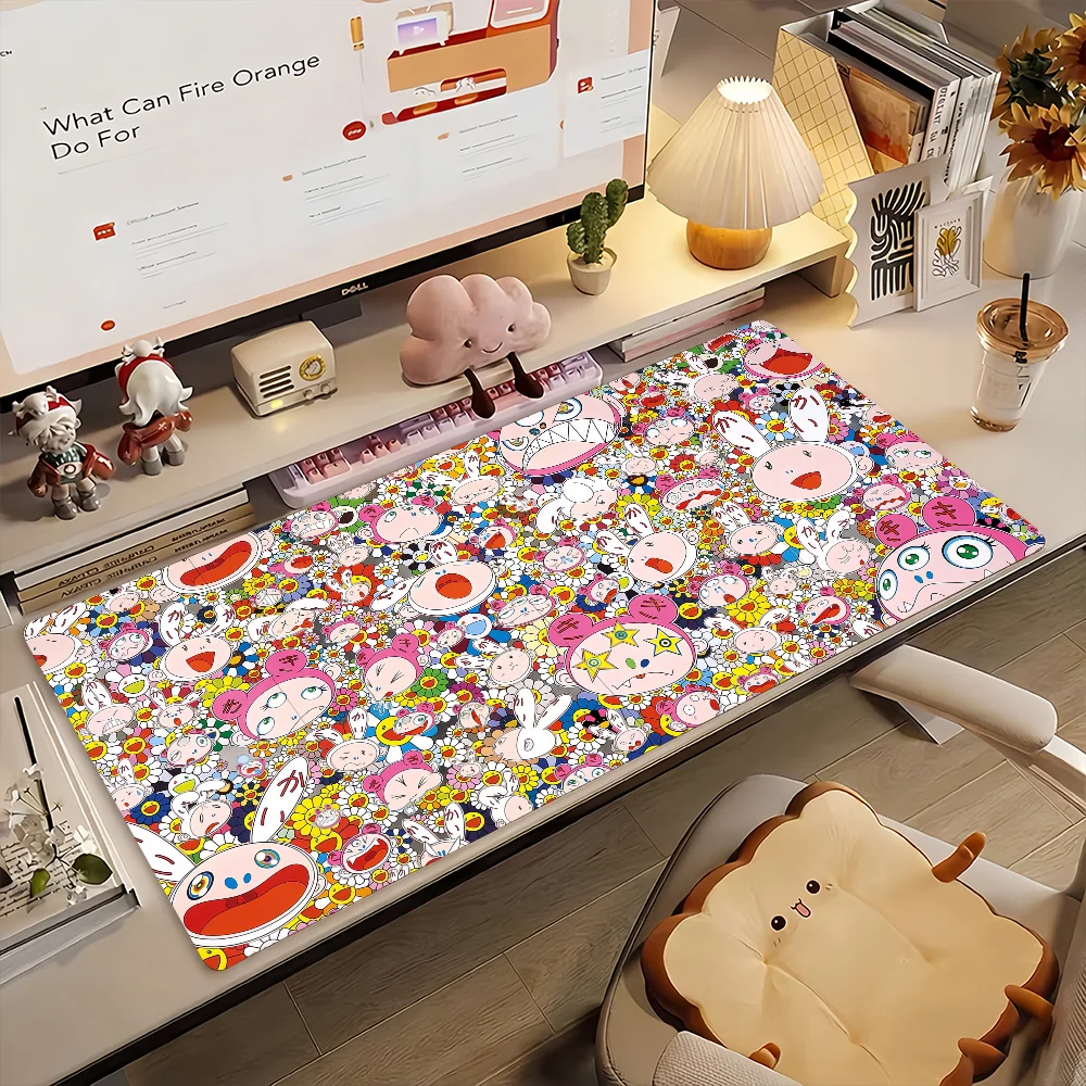 Art T-Takashi M-Murakami Mouse Pad Non-slip Locking Edge DeskMat PC Laptop Accessories Rubber Office Keyboard Large Game