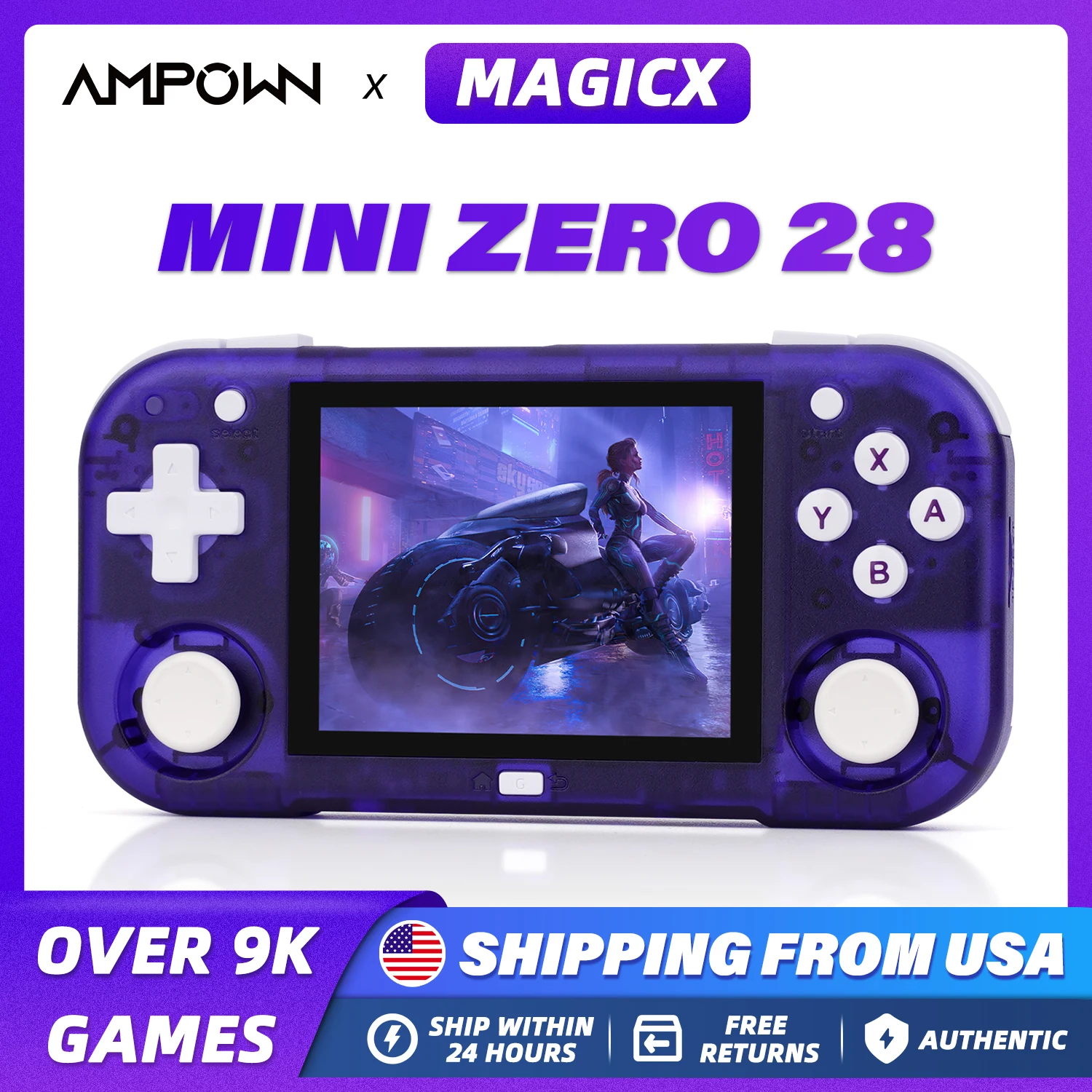 

AMPOWN Mini Zero 28 Handheld Video Game Console 2.8'' IPS Screen A133P Processor Android OS 2.4GWIFI MAGICX ZERO28 Player Gifts