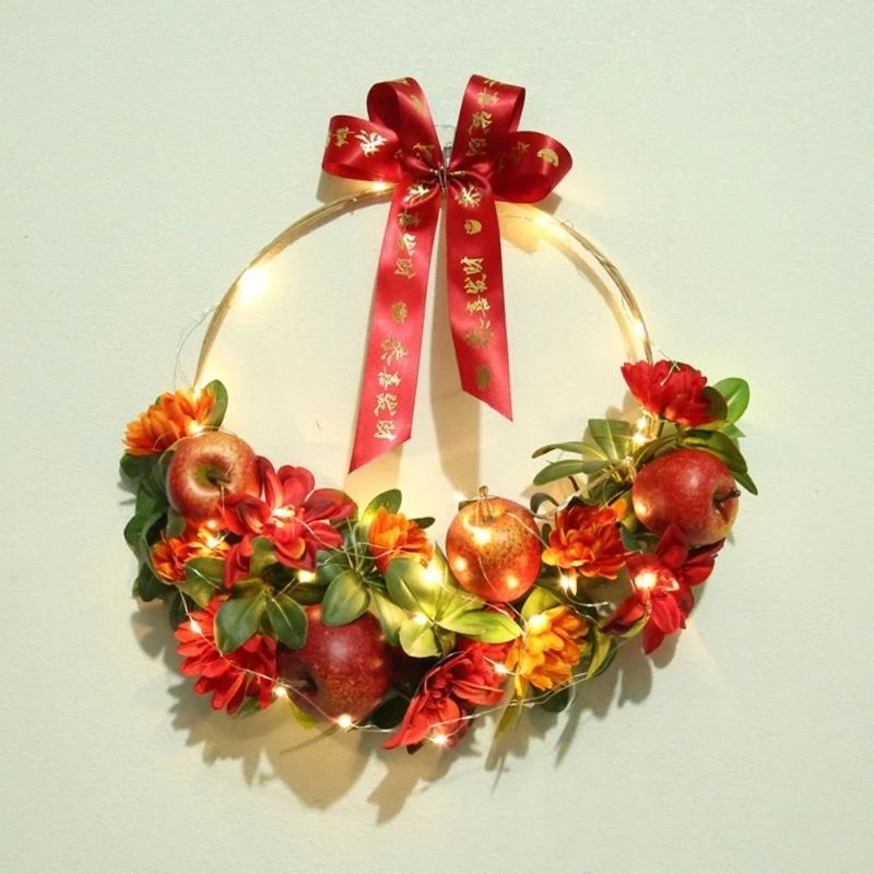 

New Year Wreath with Fruit and Chrysanthemum Garlands for Indoor and Outdoor Use 15UB