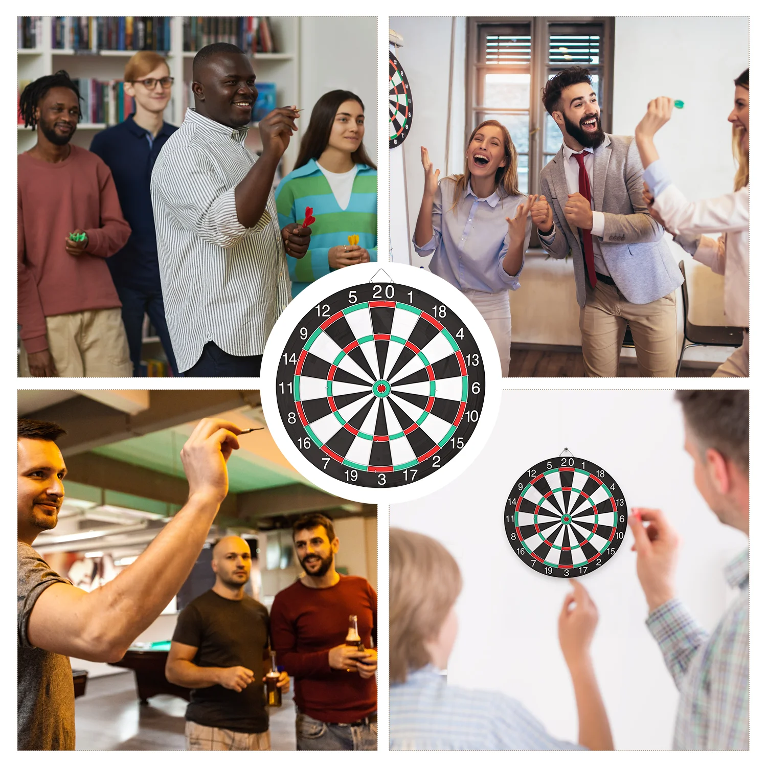 15인치 전문가용 양면 다트보드 세트 (스틸 플라스틱 다트 6개 포함, 스테이플 없음)