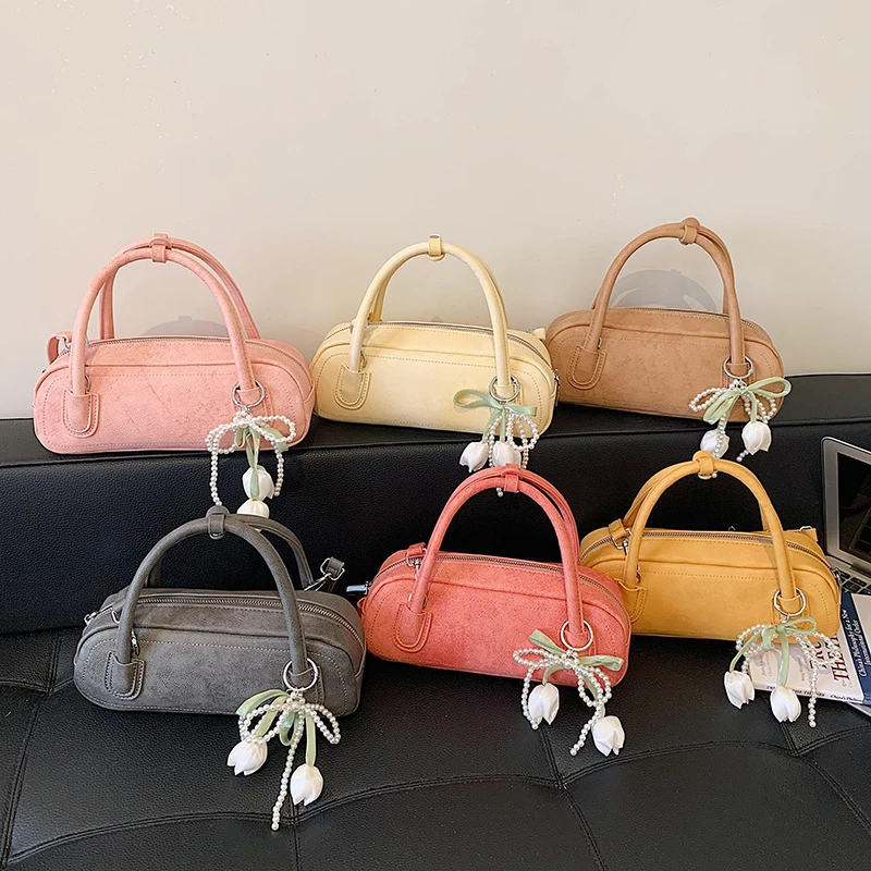 

6 Color Pu Leather Bag Brand Small Boston Handbag Trend Female Versatile Crossbody Shoulder Bag zipper Wallet Fashion Totes