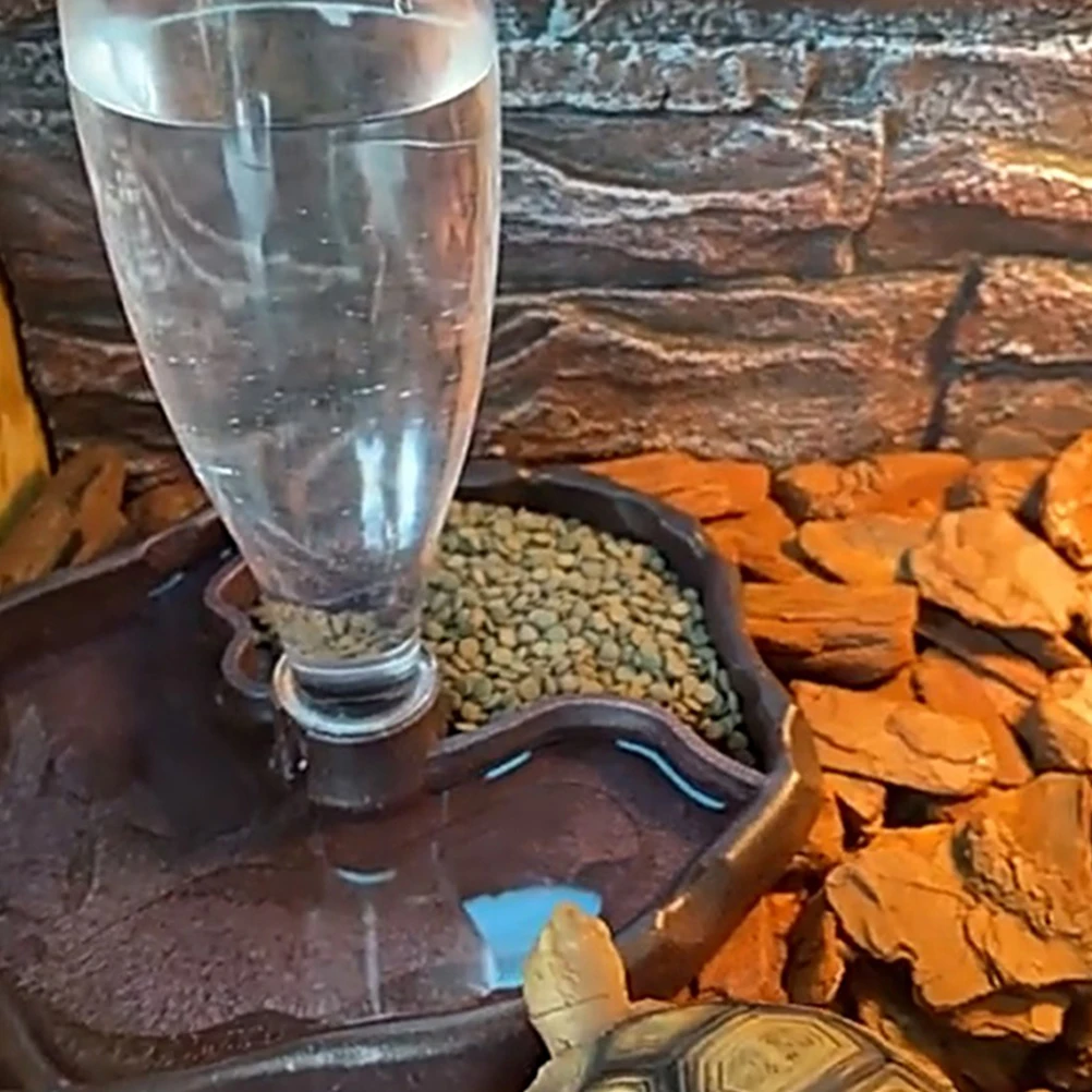 

2Pcs Automatic Reptile Water Dish Durable Food Bowl for Turtle Tortoise Lizard Bearded Dragon Terrarium Pet Feeder Plastic