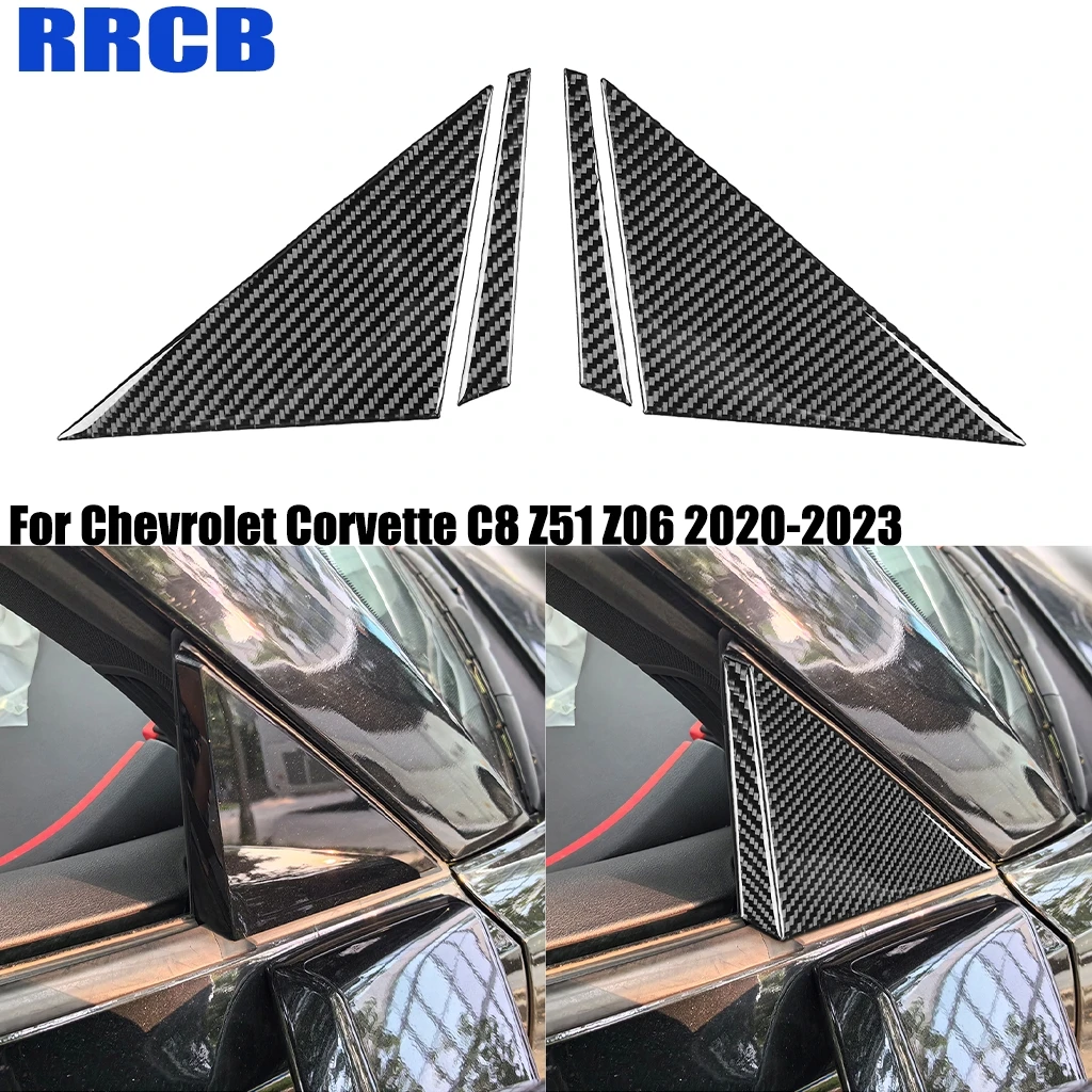 

For Chevrolet Corvette C8 Z51 Z06 2020-2025 Car Accessories Carbon Fiber A-pillar Side Window Exterior Cover Sticker Auto Trim