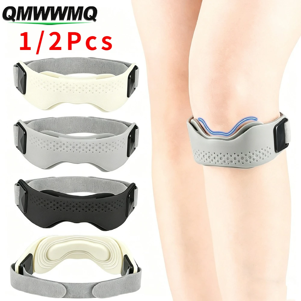 1/2Pcs Adjustable Silicone Patellar Tendon Support Strap, Knee Support Pad for Jumpers Knee, Running, Tennis & Sports Activities