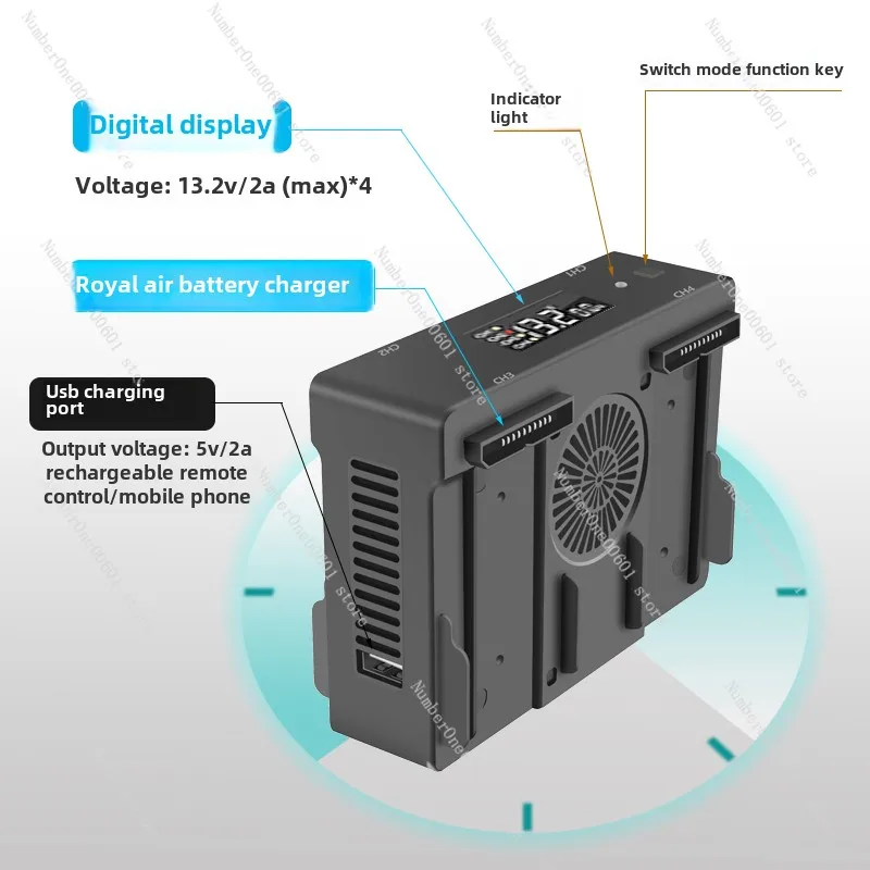 

Multi Functional Charger with 4 Batteries, Car Charger, Discharge and Storage Manager