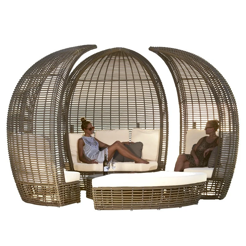 Outdoor Furniture Rattan Chair Outdoor Hotel Resort Hot Spring Pool Round Sofa Outdoor Leisure Big Round Bed