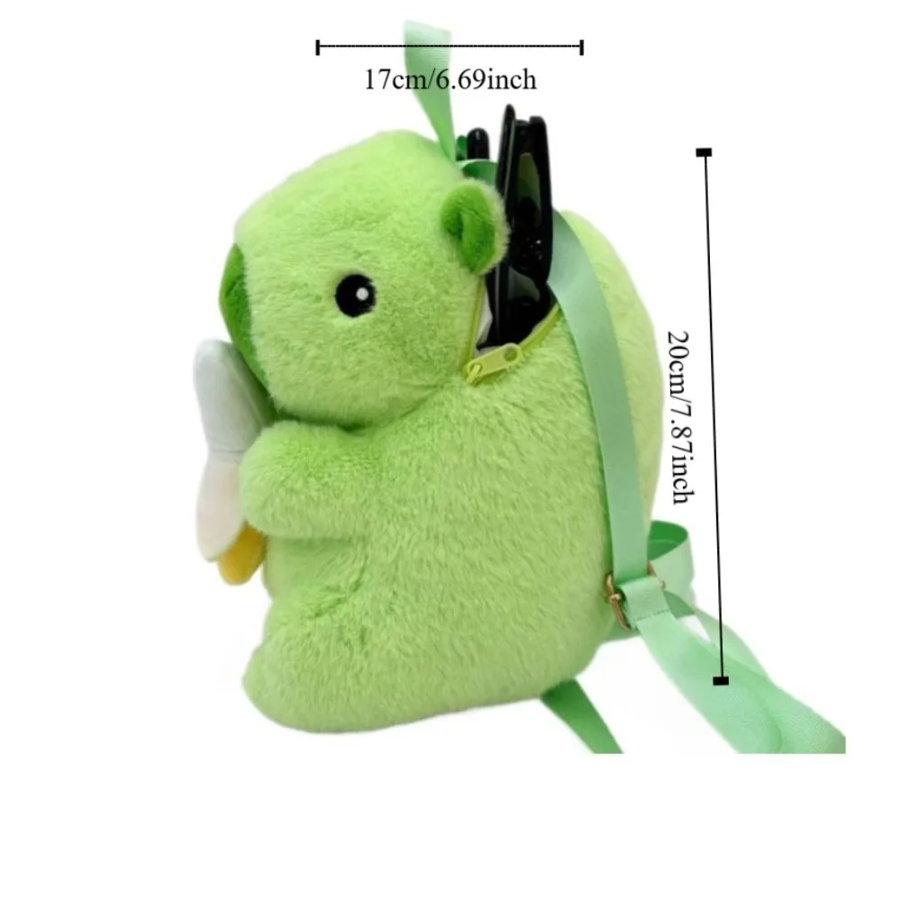 Mochila de felpa de Capibara de gran capacidad, bolso escolar de muñeca Capibara de estilo coreano con plátano verde de simulación, hombro suave