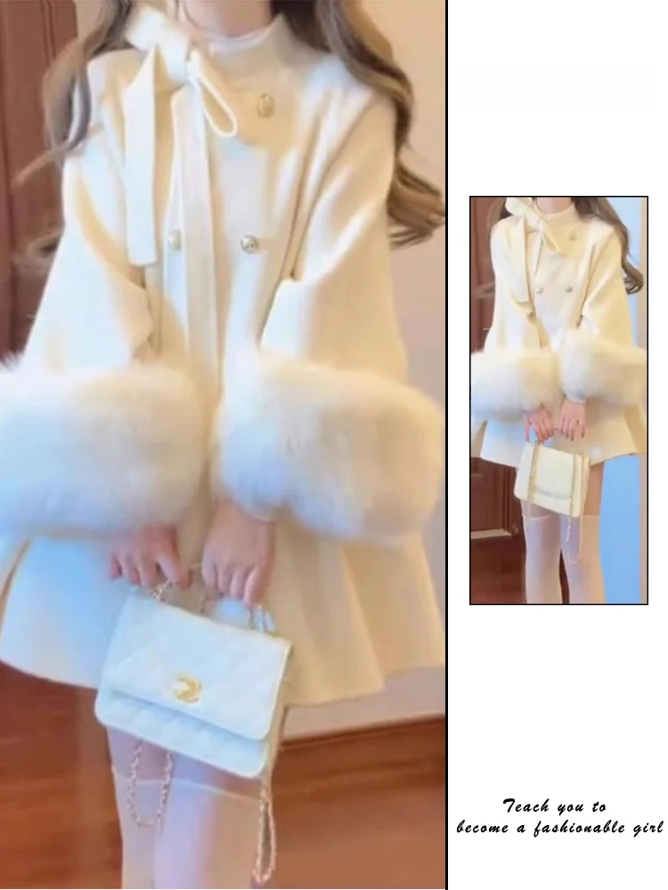 

Sweet Miss Rich Sle Thiened шерстяное пальто женское зимнее новое поступление с длинным узлом свободного покроя круглого цвета Ne пальто