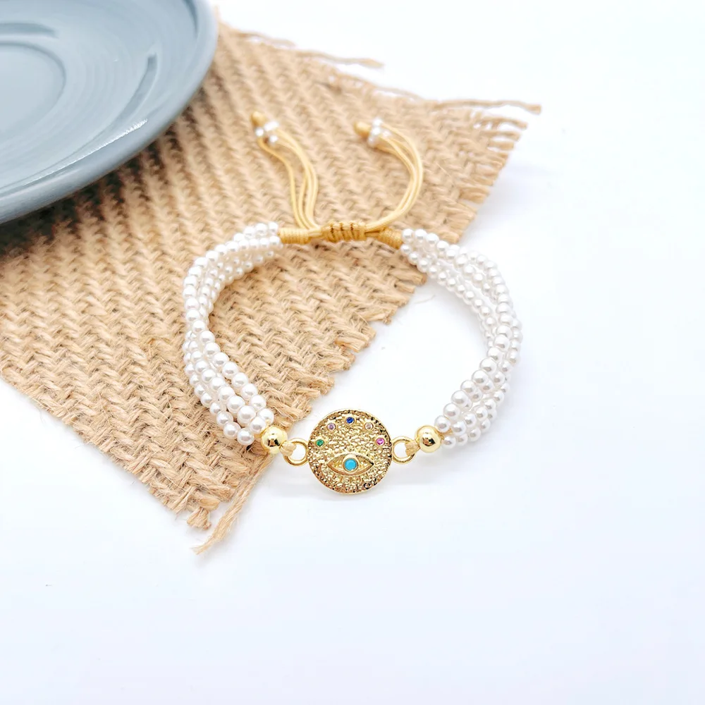 ZGMXR Rice bead bracelet Pearl Multiple layers Moon Stars Pineapple Adjustable Bohemia Fashion Simple Hand-woven Beaded bracelet