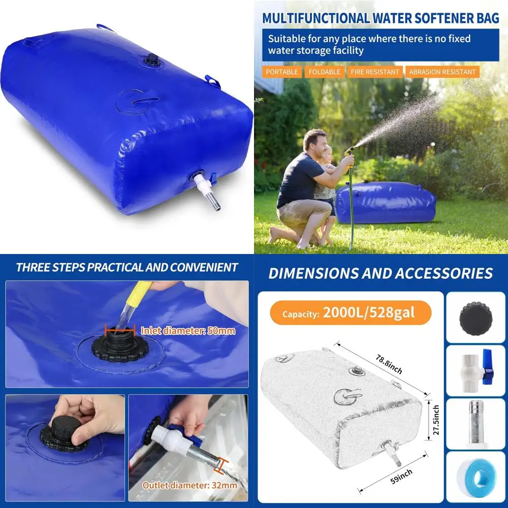 Collapsible 2000L Portable Water Tank, Large Capacity Soft Bag, Drought-Resistant Storage Solution