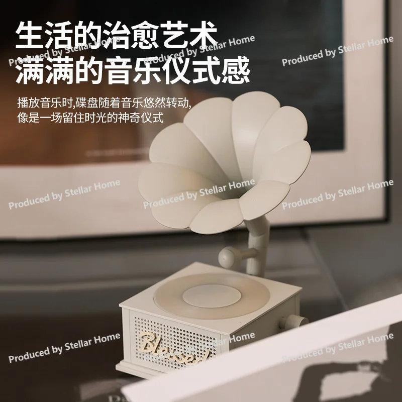 Little Lucky Bluetooth Audio Turntable Music Wireless Mini Portable Card Record Desktop Creative Speaker