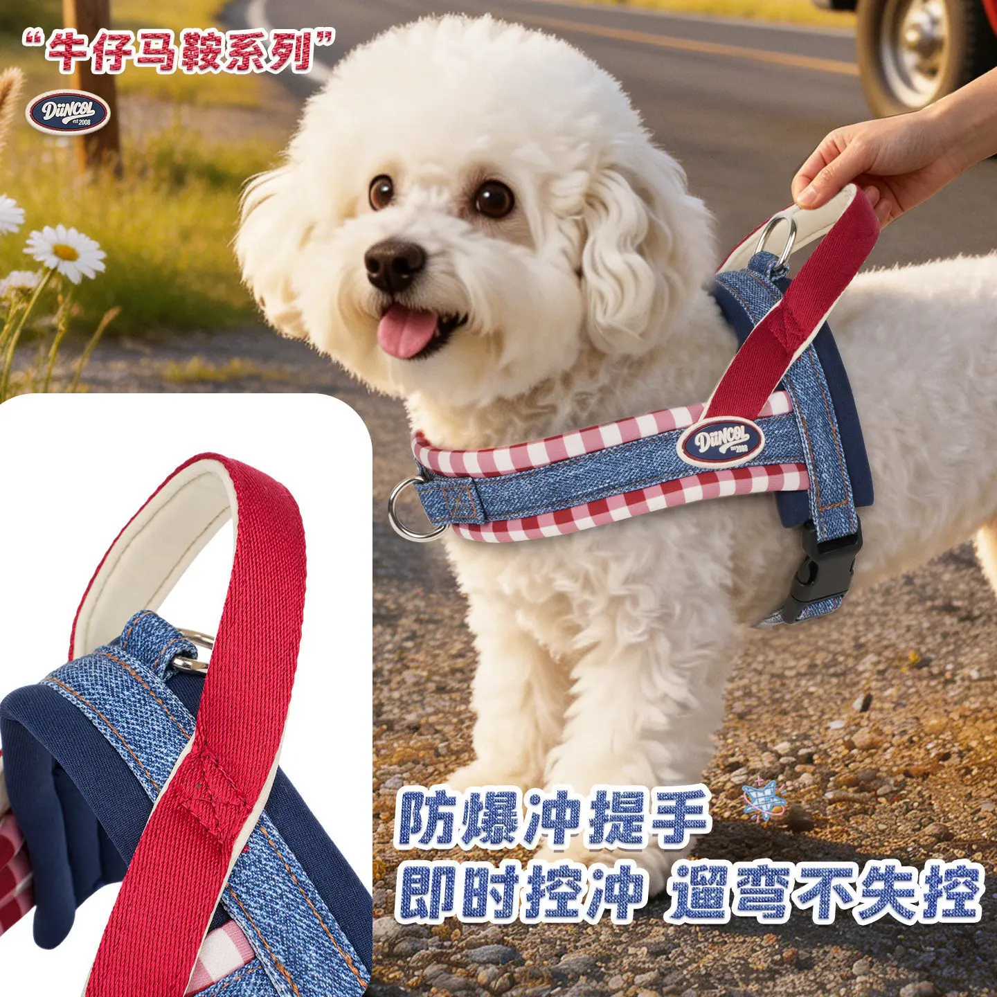 Plaid Pet Harness Anti Escape Soft Comfortable Breathable Chest Harness for Small Medium Dogs Neoprene Lining Non Abrasive Fur