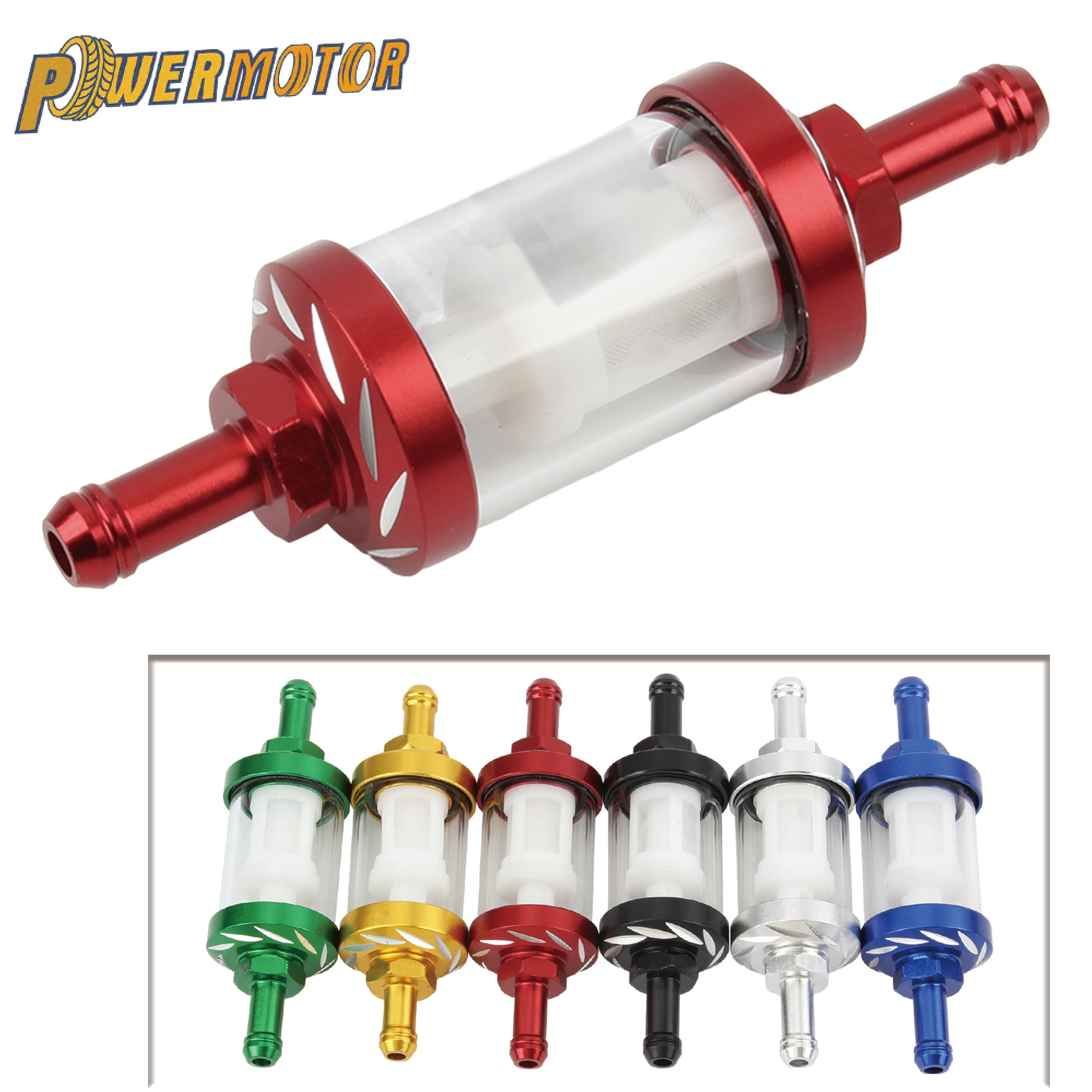 8mm CNC Aluminum Alloy Glass Gas Fuel Gasoline Motorcycle Oil Filter for Dirt Pit Bike 125/140/150/160cc CRF70 90 110 TTR100 110