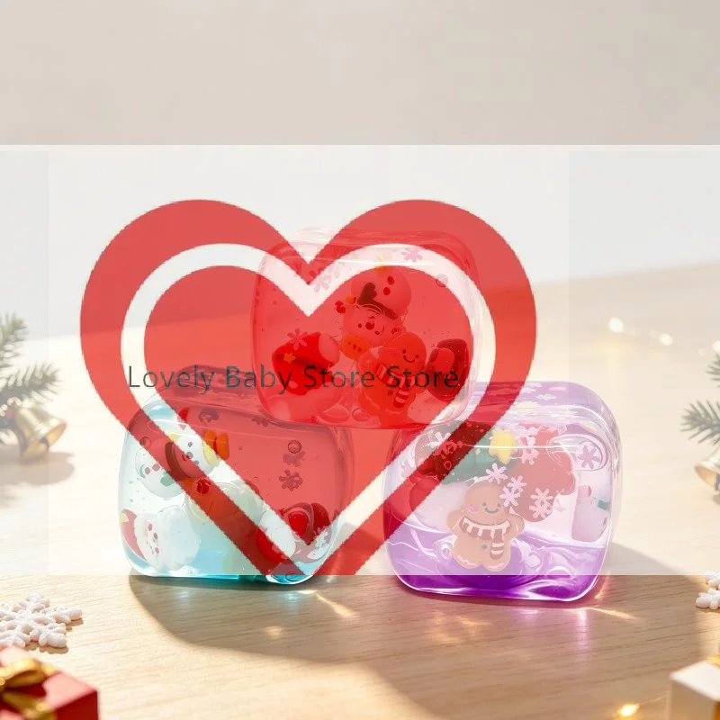 【BS】Cute Santa Reindeer Maltose Ice Block Fidget Toy Soft Slow‑rebound Squeeze Stress Relief Toy Christmas Party Gift