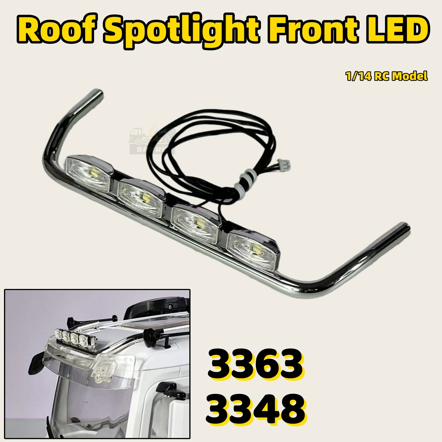 

Roof Spotlight Front Light LED Upgrade for 1/14 Tamiya RC Benz 3363 3348 1851 56348 Romote Control Toy Lamp Parts