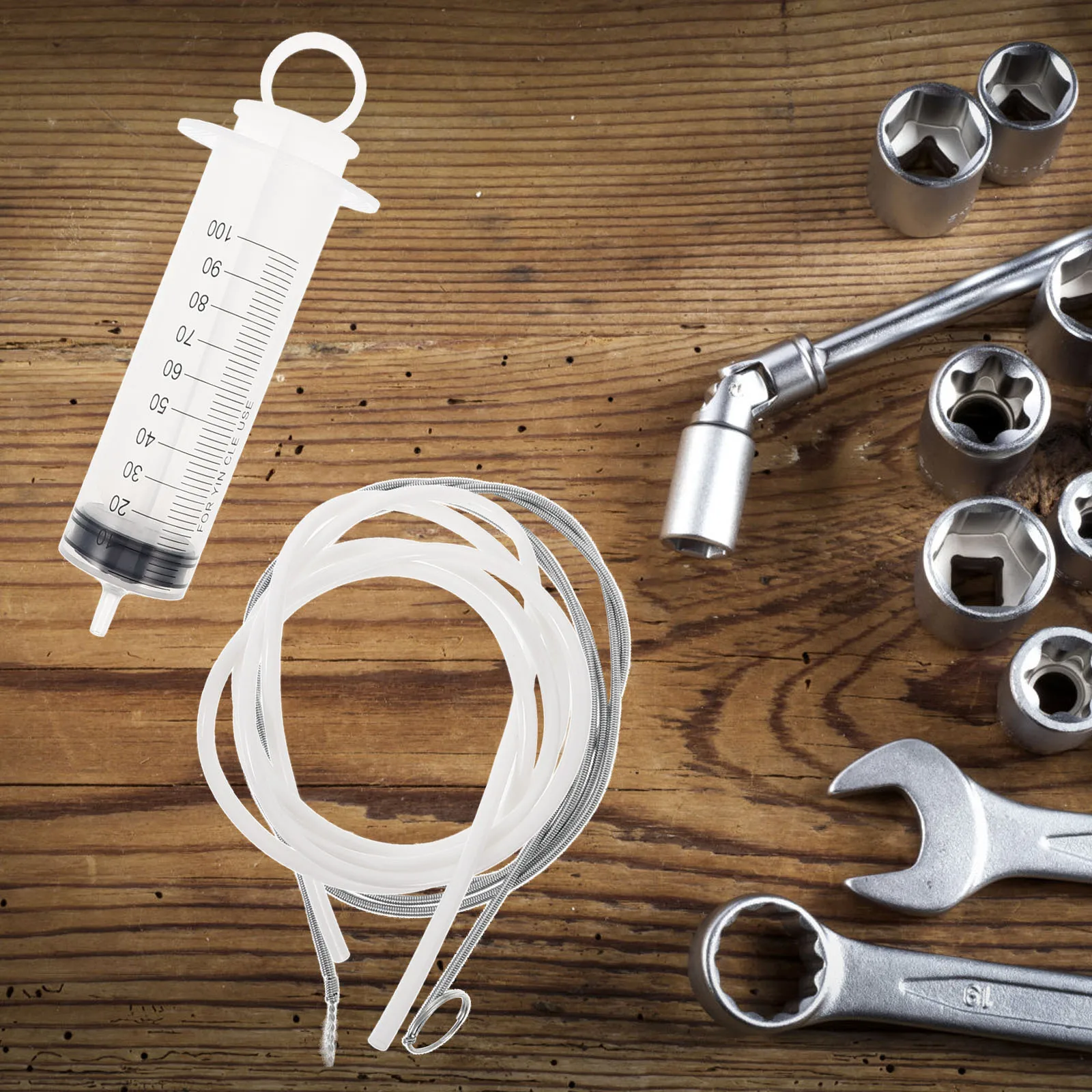 

1Set Car Sunroof Drain Cleaning Kit Syringe Hose Brush Flexible Drain Clog Remover Tool Tube Cleaning Brush Drainage Dredging