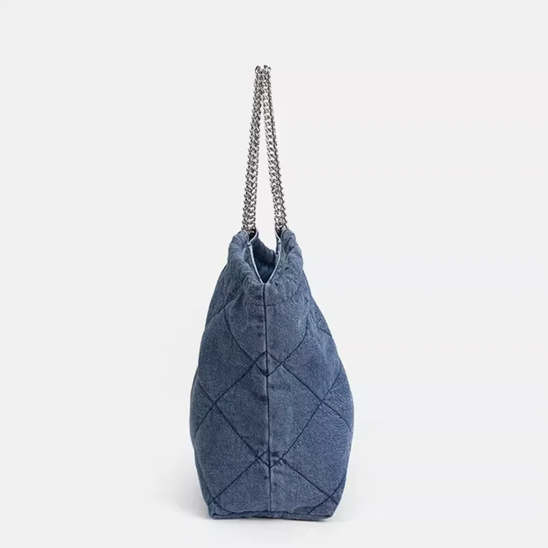 Borsa in denim di grande capacità donna 2024 nuova catena in tela moda grandi borse di lusso borsa da donna borsa a mano da donna di design grandi