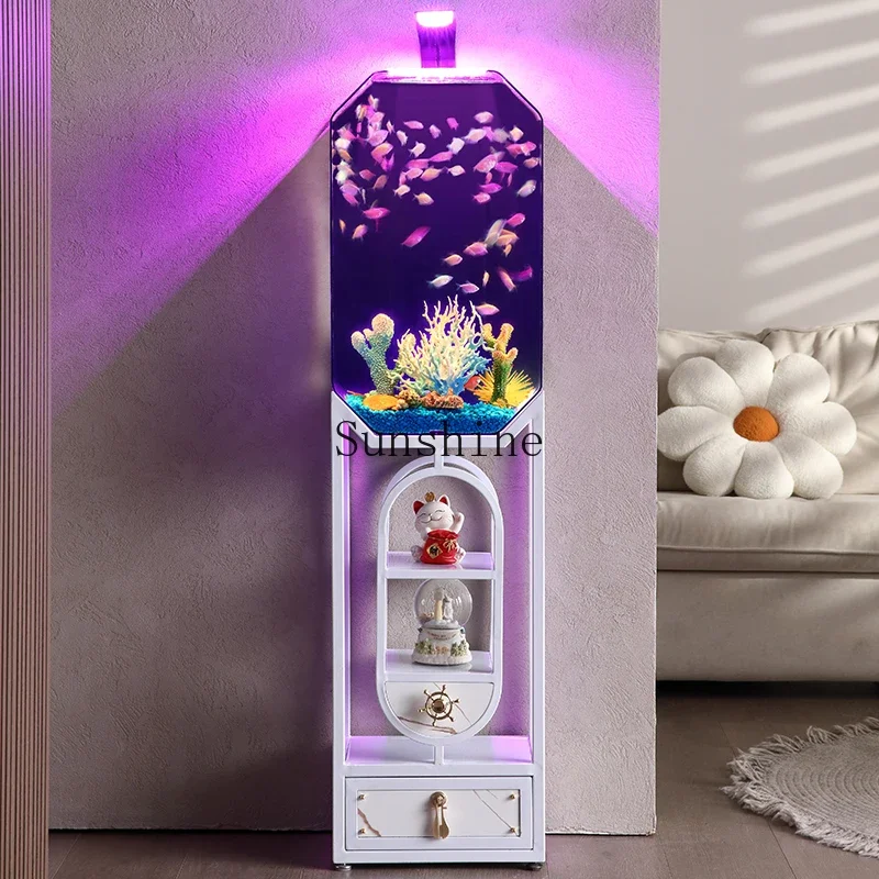 Floor-to-ceiling living room fish tank Small creative fish tank Filter oxygen generator Vertical