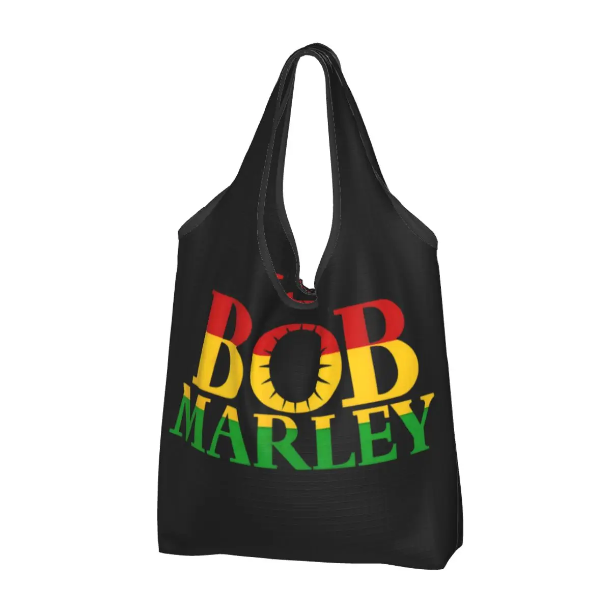 Custom Jamaica Singer Reggae Rock Bob Marleys Grocery Shopping Bags Shopper Shoulder Tote Bags Large Capacity Portable Handbag