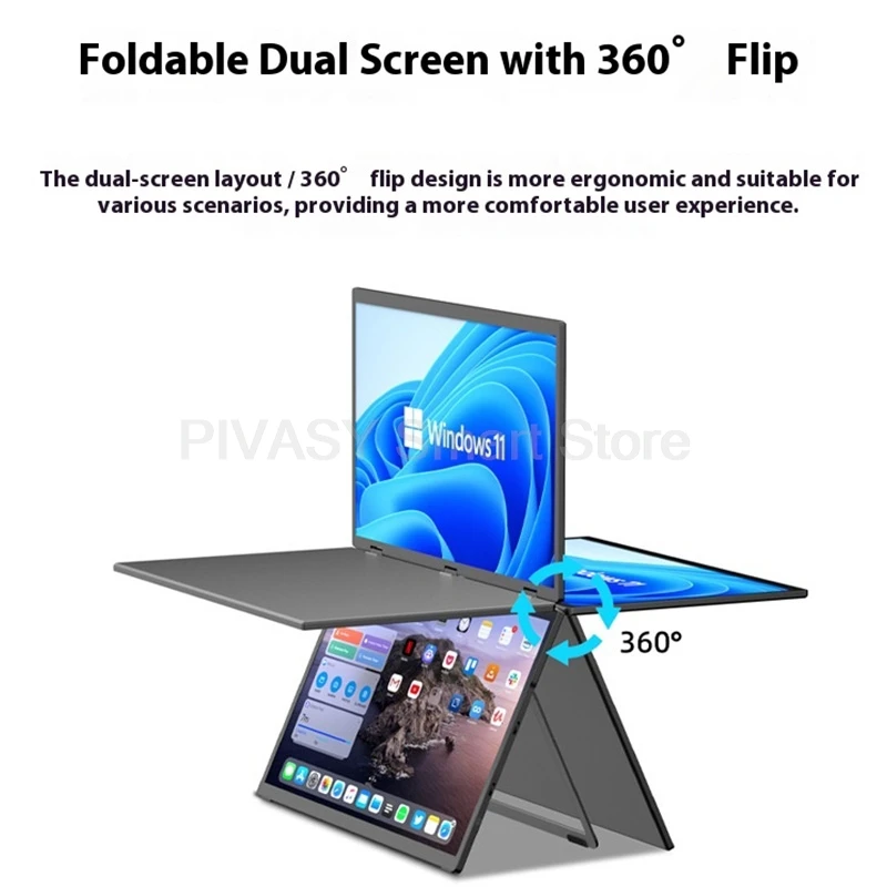 شاشة محمولة 14-18.5 بوصة 2.5K لألعاب الكمبيوتر شاشة مزدوجة PS5 شاشة تمديد خارجية 120 هرتز معدل تحديث IPS لوحة العرض