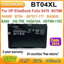 Nouvelle batterie d'ordinateur portable BT04XL pour HP ElitePleFolio 9470 9480M série HSTNN-IB3Z HSTNN-DB3Z HSTNN-I10C BA06 687517-1C1