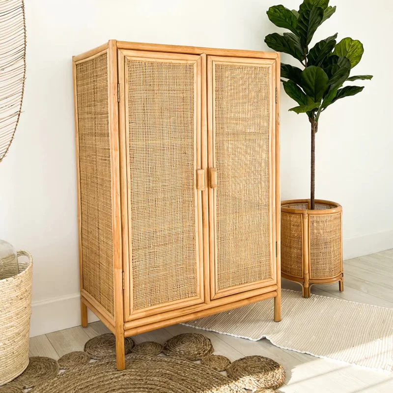

Natural rattan storage cabinet, simple household Japanese-style locker, sundry cabinet, small apartment shoe cabinet