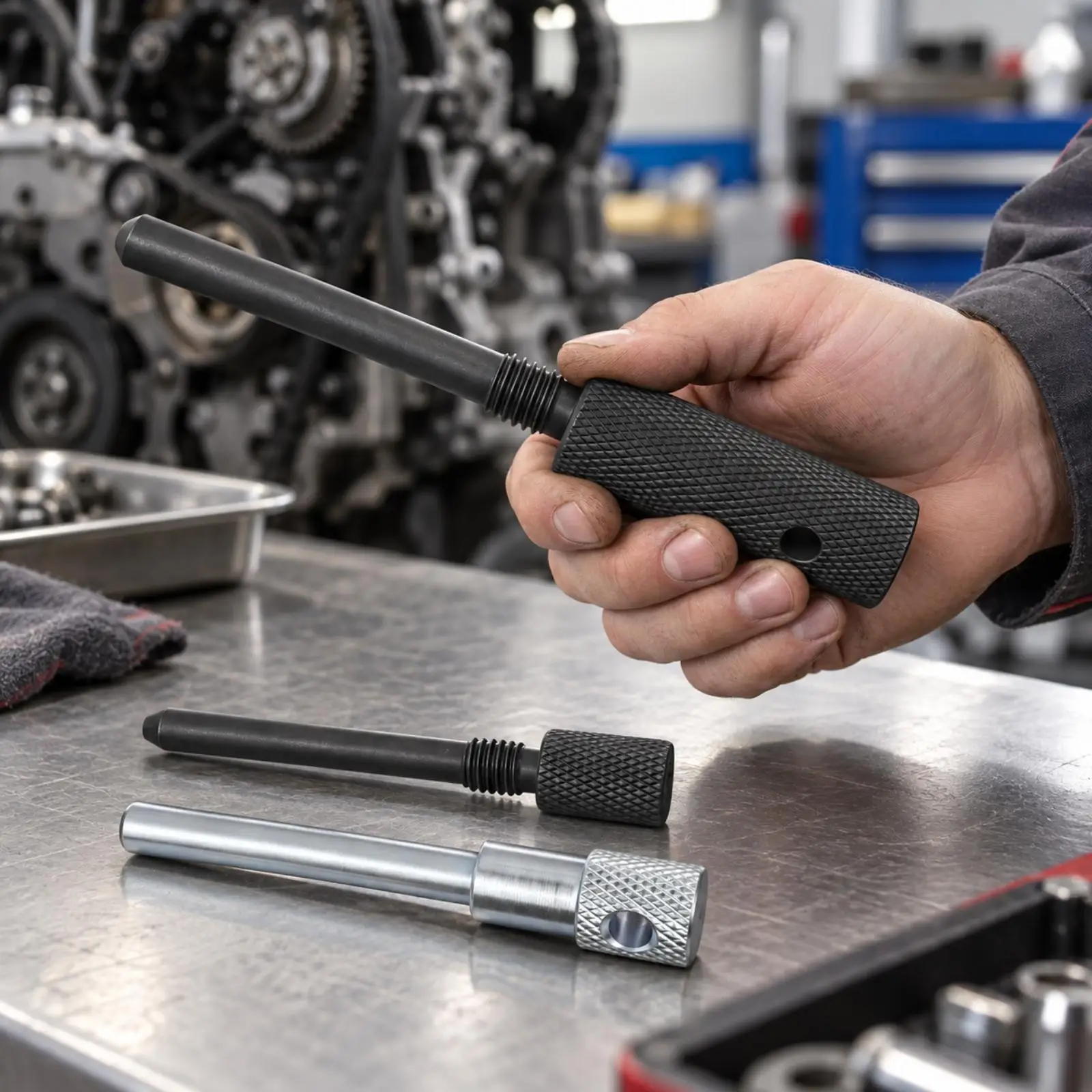 Engine Timing Fixture Tool Kit with Cylindrical Shaft for Renault Turbodiesel Engine Maintenance Job