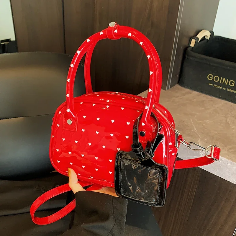 

Cute Heart Printing Handbag Day Clutch Korean Style Niche brand Female Bag 2025 New Summer Travel Pillow Crossbody Shoulder Bag