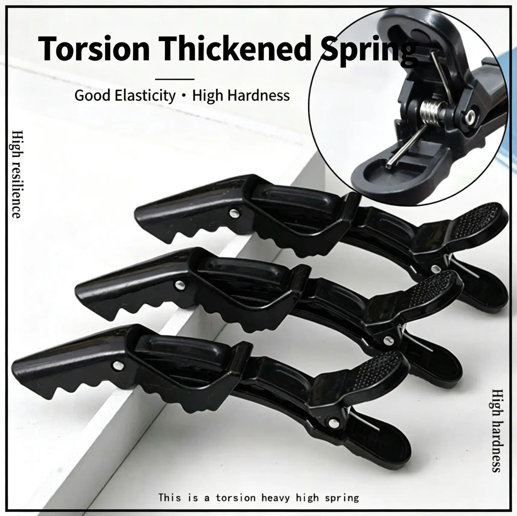 6pcs Set Professional Black Alligator Hair Clips for Styling Salon-Grade Sectioning Clips for Hairdressing