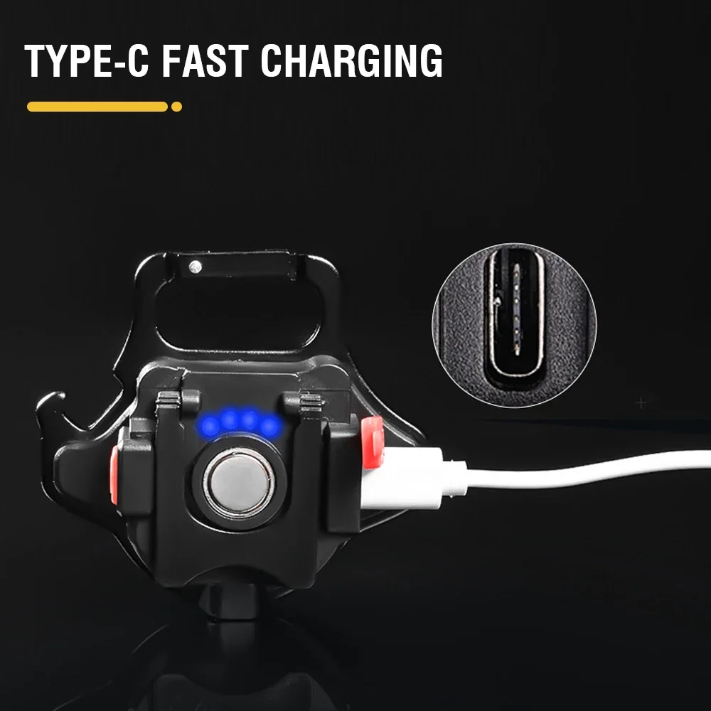 Multifunctional LED Mini Flashlight KeyChain Strong Magnet Work Light USB Rechargeable Outdoor Waterproof Camping Emergency