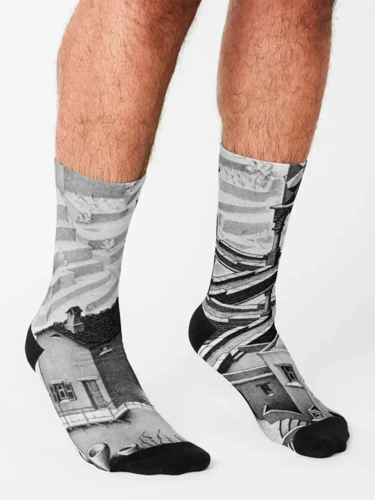 Waterfall by Maurits Cornelis Escher Socks winter gifts anti-slip sports and leisure bright garter Men's Socks Luxury Women's