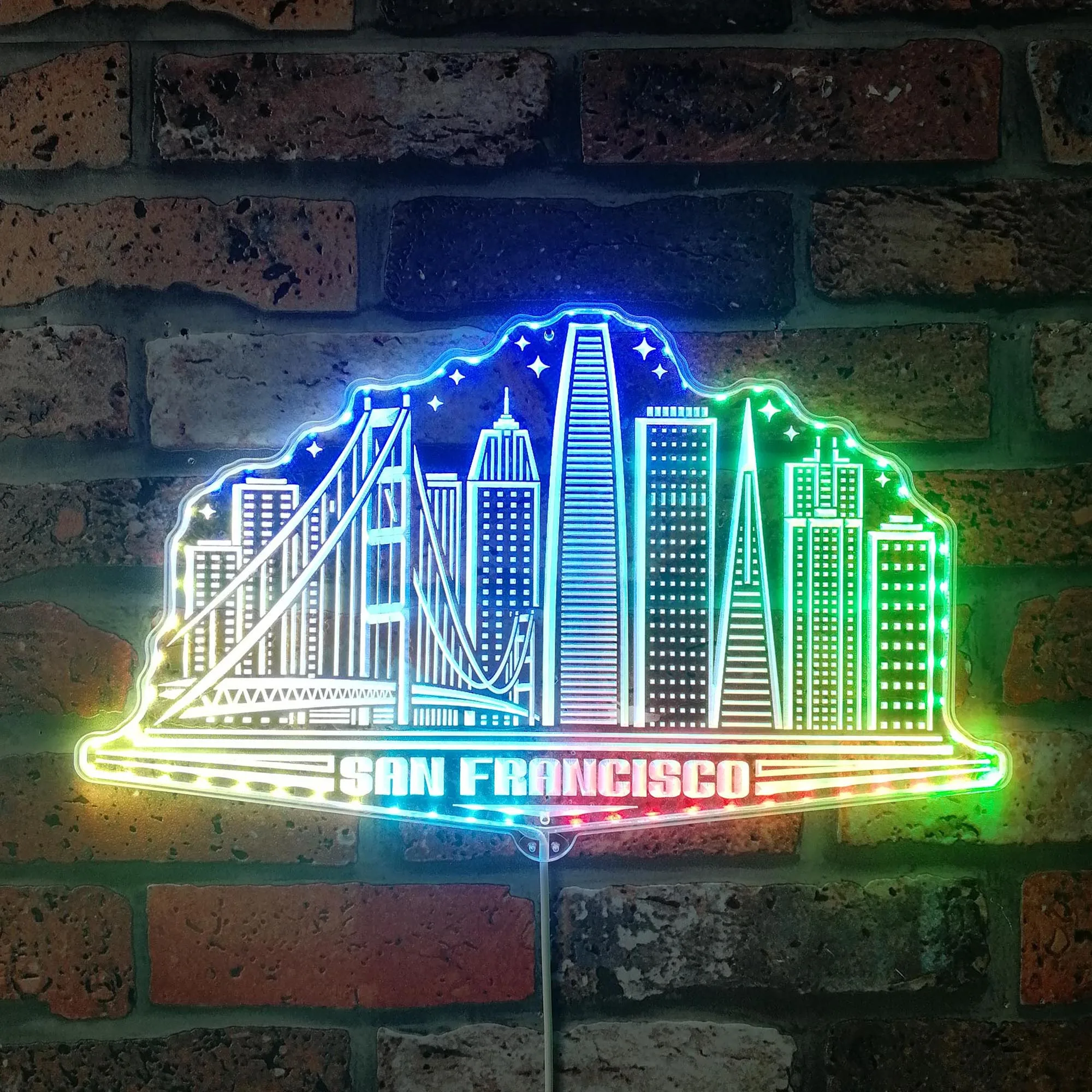 San Francisco California USA Skyline Silhouette RGB Dynamic Glam LED Sign st06-fnd-i0122