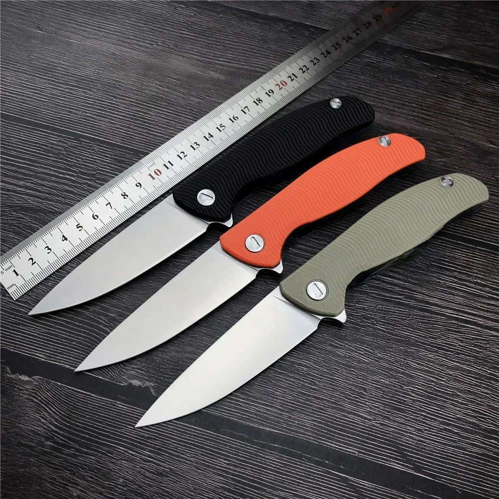 

Flipper Folding Knife D2 Steel Blade G10 Handle Outdoor Camping Hunting Survival Pocket Fruit Knives EDC Tools With 3 Color