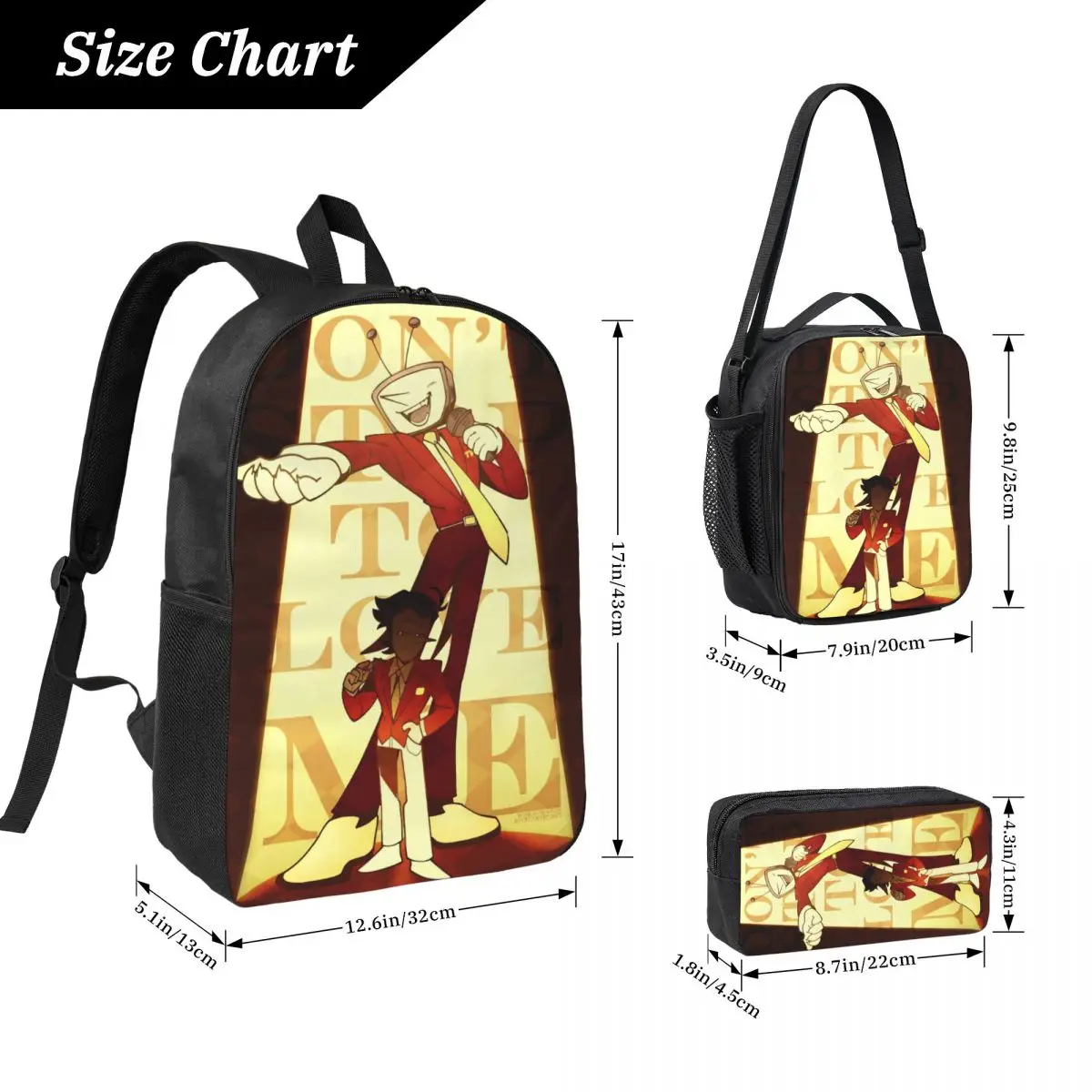 Spamton X Tenna Deltarune Zaino per bambini Lunch Box Borse per penne per ragazzi Ragazze Zaini in età prescolare Zaino per libri Set