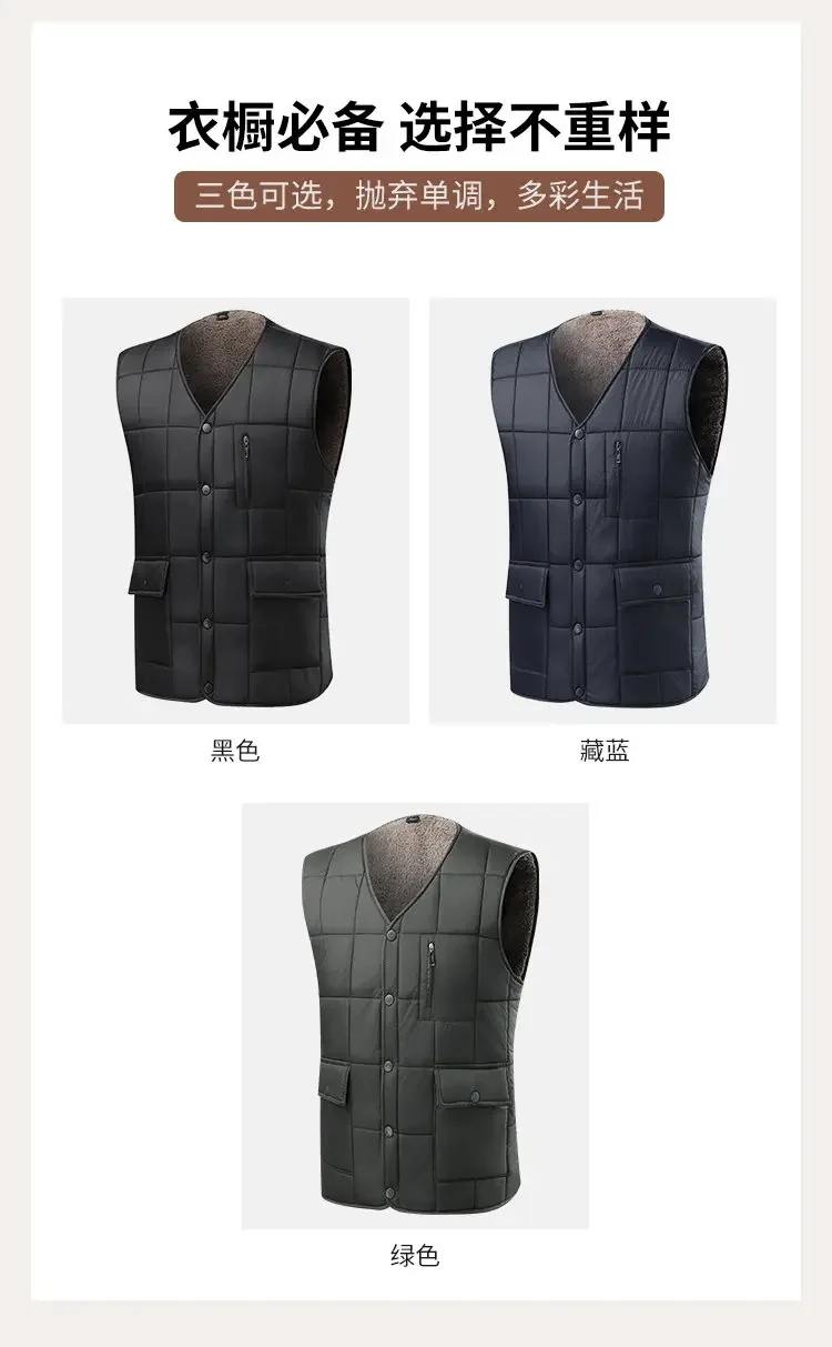 New Autumn/Winter Velvet Vest Men's Lightweight Outdoor Leisure Vest Camping Fishing closed vest work clothes M838