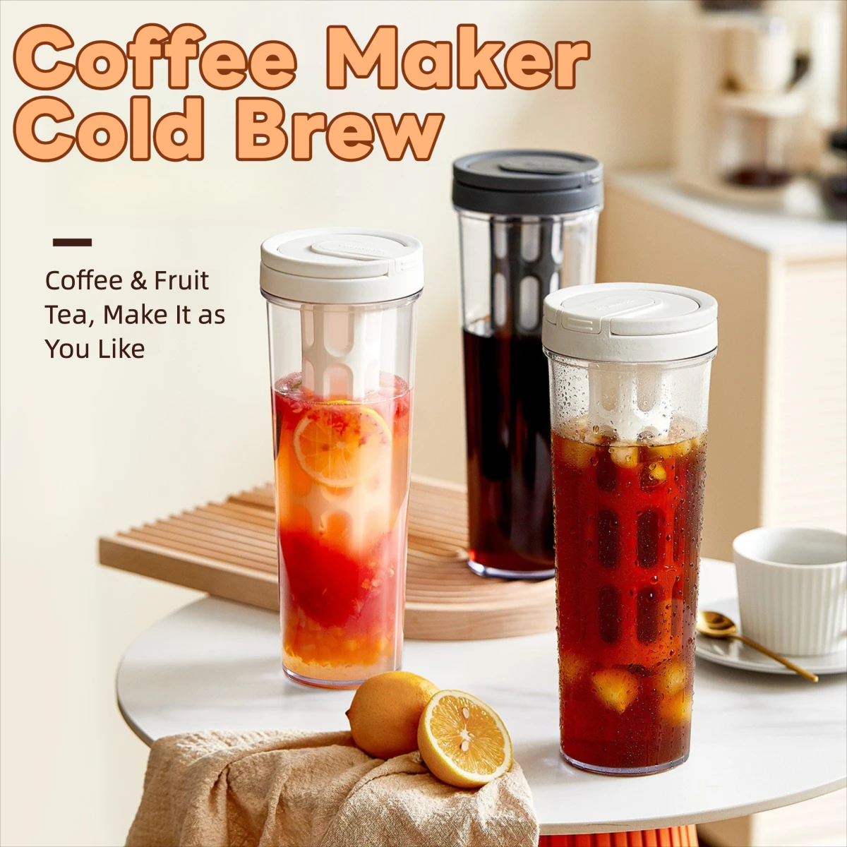 

Портативная машина для холодного заваривания, 1 л, бутылка для чая со льдом, кофе и чая с ручкой, летний дорожный и домашний большой стеклянный кувшин для сока, фруктового инфузии