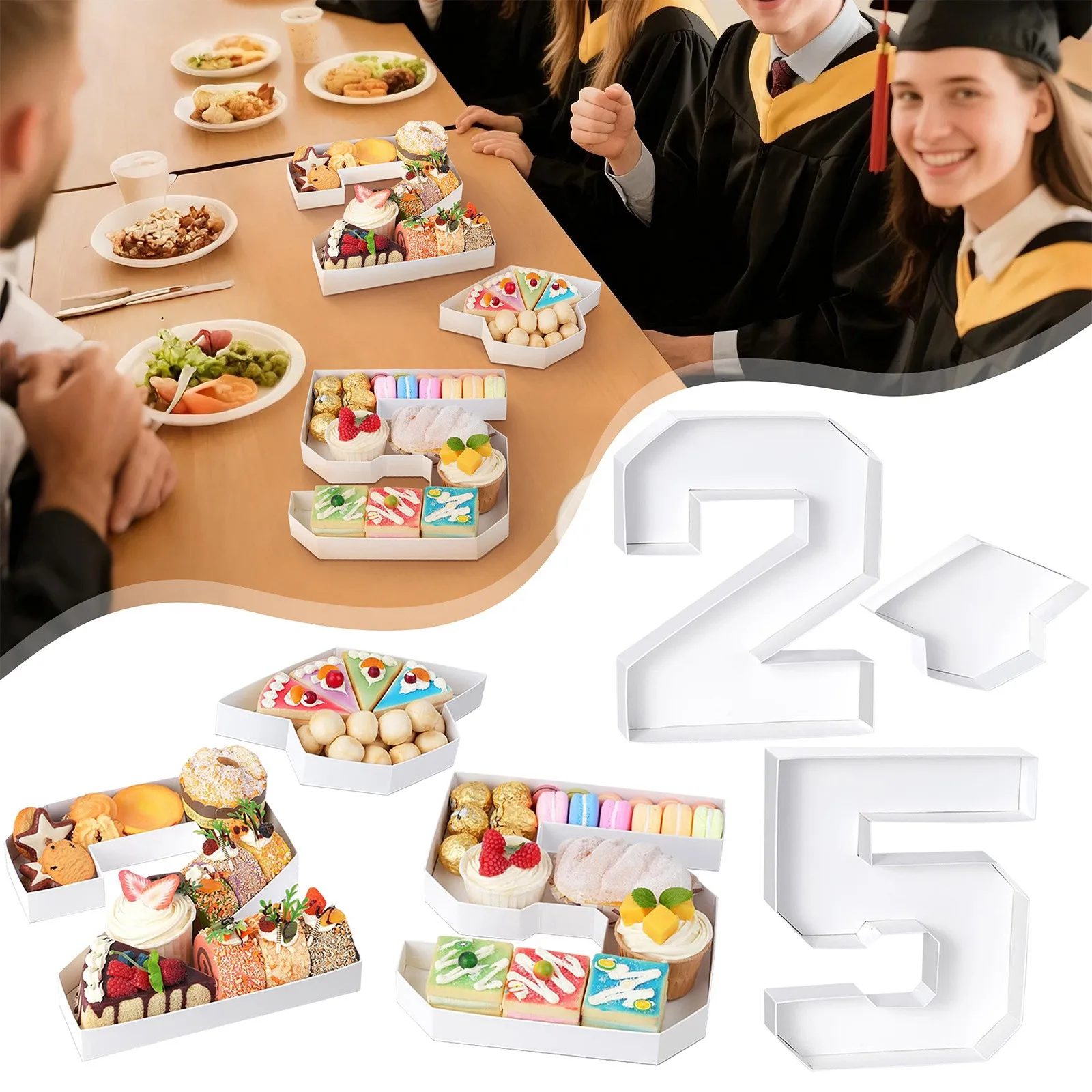 

Graduation Number Charcuterie Board Box Decorations 2025 10” Tray Fillable For Charcuterie Graduation Centerpieces Tables Decora